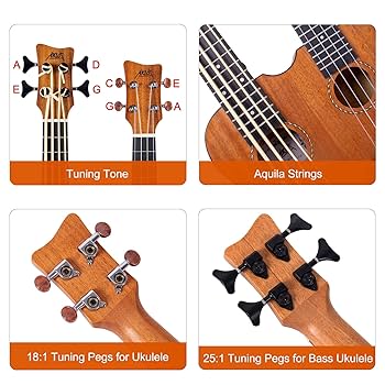Amazon.com: Bass Ukulele, AKLOT 28 Inch Double Necks Ukelele